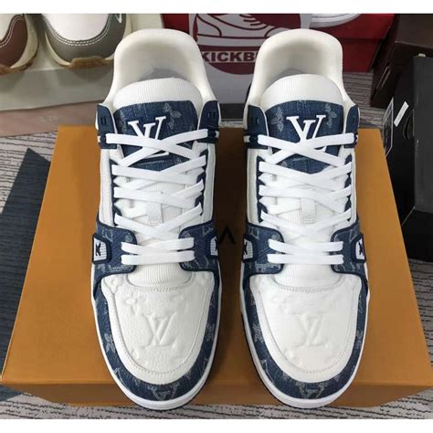 lv snekaers|lv sneakers blue and white.